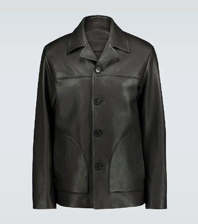 Shop Acne Studios Lance Oversized Leather Jacket In Black