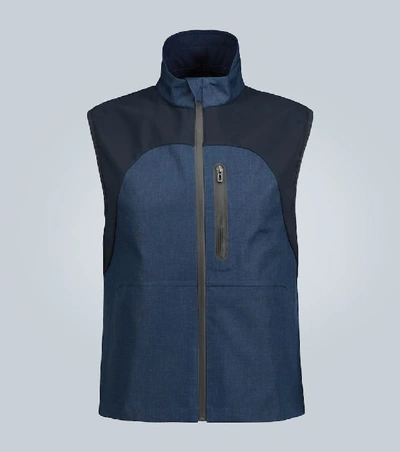 Shop Sease Linen Gilet With Technical Panels In Blue