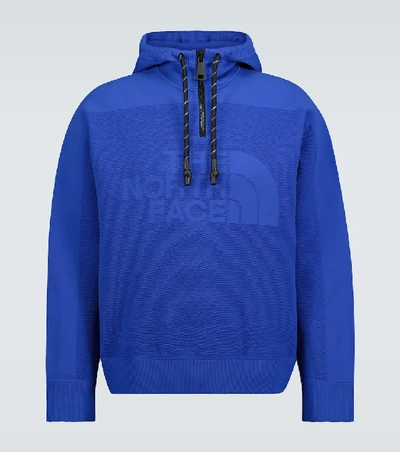 Shop The North Face Engineered-knit Hooded Sweatshirt In Blue