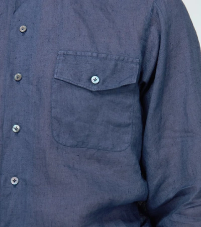 Shop Thegigi Araki Long-sleeved Linen Shirt In Blue