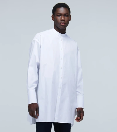 Shop Jil Sander Band Collar Cotton Shirt In White