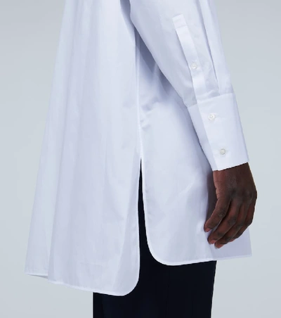 Shop Jil Sander Band Collar Cotton Shirt In White
