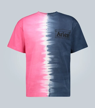 Shop Aries Half And Half Tie-dye T-shirt In Multicoloured