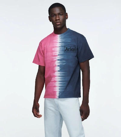 Shop Aries Half And Half Tie-dye T-shirt In Multicoloured