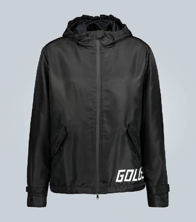 Shop Golden Goose Jacob Windbreaker Jacket With Logo In Black