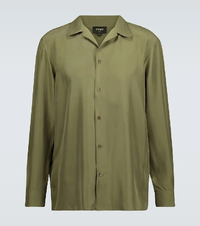 Shop Fendi Silk Habotay Shirt In Green