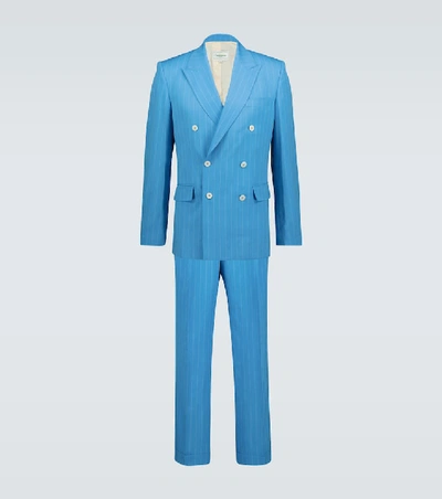 Shop Casablanca Rio Pinstriped Wool Suit In Blue