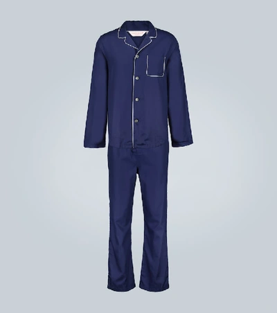 Shop Derek Rose Lombard 6 Cotton Pajama Set In Blue