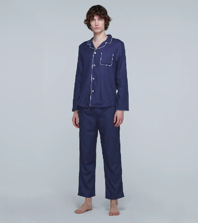 Shop Derek Rose Lombard 6 Cotton Pajama Set In Blue