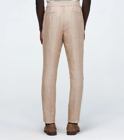 Shop Brunello Cucinelli Relaxed-fit Linen Pants In Brown