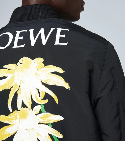 Shop Loewe Daisy Bomber Jacket In Black