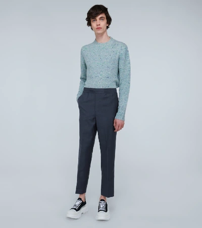 Shop Acne Studios Wool-blend Drawstring Pants In Blue