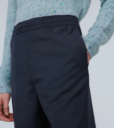 Shop Acne Studios Wool-blend Drawstring Pants In Blue