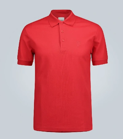 Shop Burberry Eddie Cotton Polo Shirt In Red