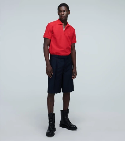 Shop Burberry Eddie Cotton Polo Shirt In Red