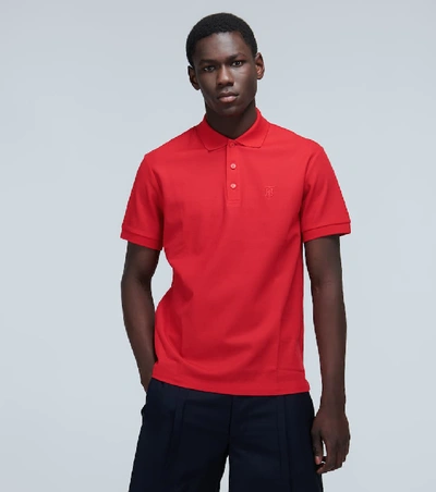 Shop Burberry Eddie Cotton Polo Shirt In Red