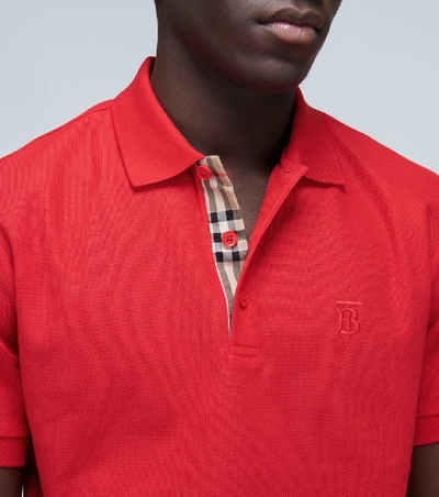 Shop Burberry Eddie Cotton Polo Shirt In Red