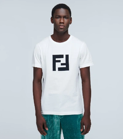 Shop Fendi Crewneck T-shirt With Logo In White