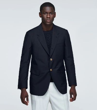 Shop Thom Browne Single-breasted Wool-mohair Blazer In Blue