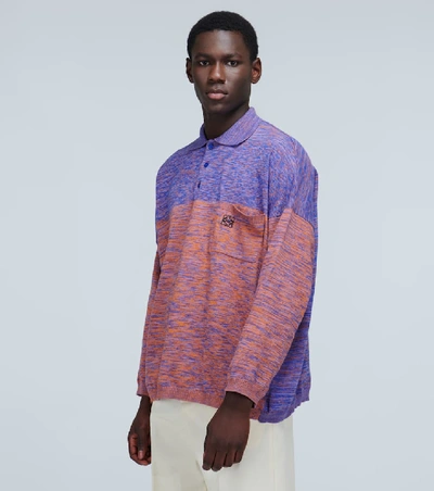 Shop Loewe Knitted Colorblocked Polo Shirt In Multicoloured