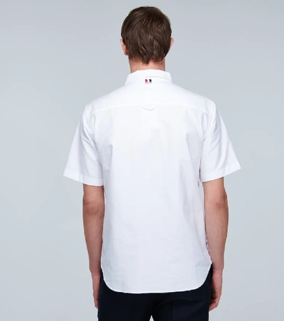 Shop Thom Browne Short-sleeved Shirt With Appliqué In White
