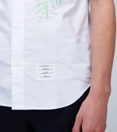 Shop Thom Browne Short-sleeved Shirt With Appliqué In White