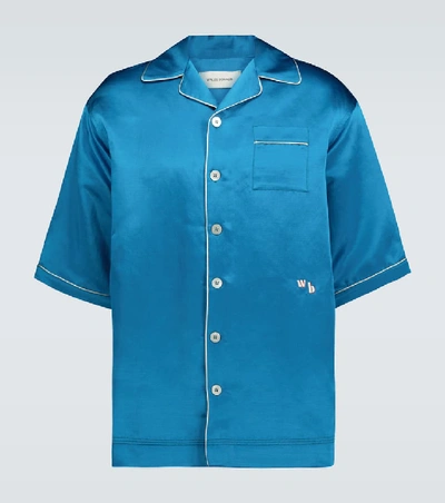 Shop Wales Bonner Short-sleeved Pajama Shirt In Blue