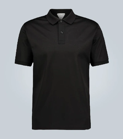 Shop Bottega Veneta Cotton Short-sleeved Polo Shirt In Black