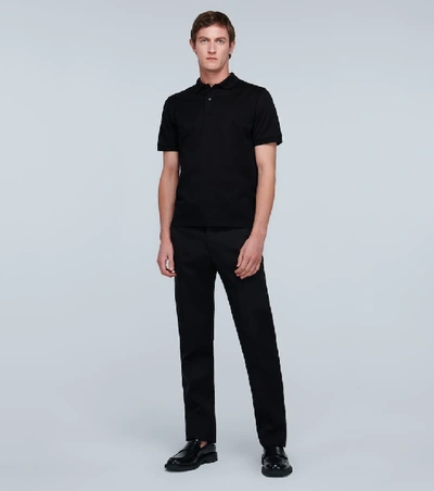 Shop Bottega Veneta Cotton Short-sleeved Polo Shirt In Black