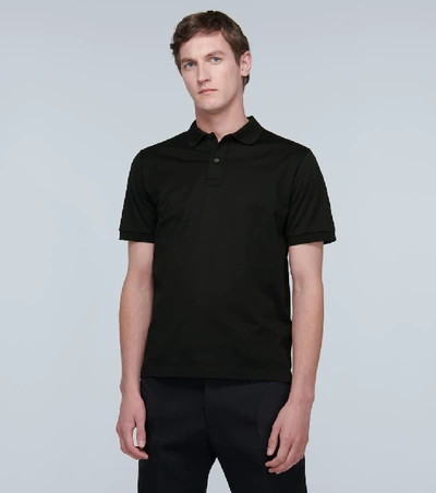 Shop Bottega Veneta Cotton Short-sleeved Polo Shirt In Black