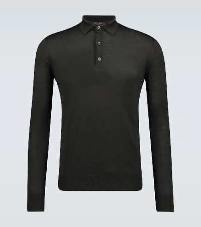 Shop Loro Piana ml Long-sleeved Wool Polo Shirt In Brown