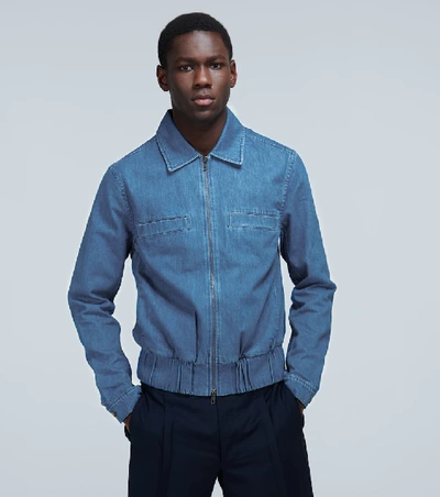 Shop King And Tuckfield Denim Harrington Jacket In Blue