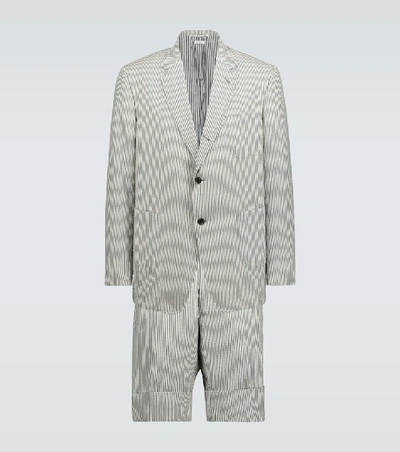 Shop Thom Browne Sack Seersucker Striped Suit In Grey