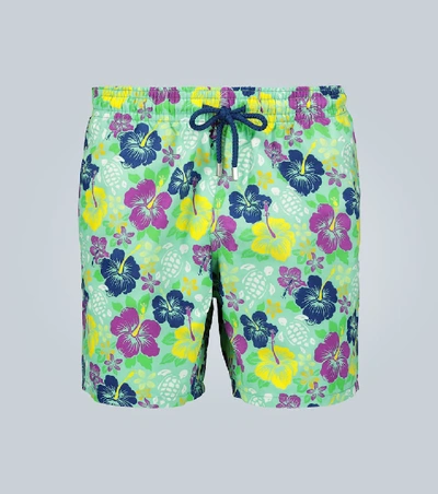Shop Vilebrequin Moorea Tropical Turtles Swim Shorts In Green