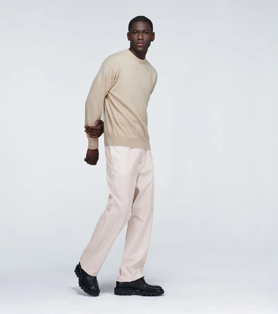 Shop Auralee Finx Washed Twill Easy Wide Pants In Purple