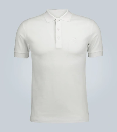 Shop Burberry Eddie Cotton Polo Shirt In White
