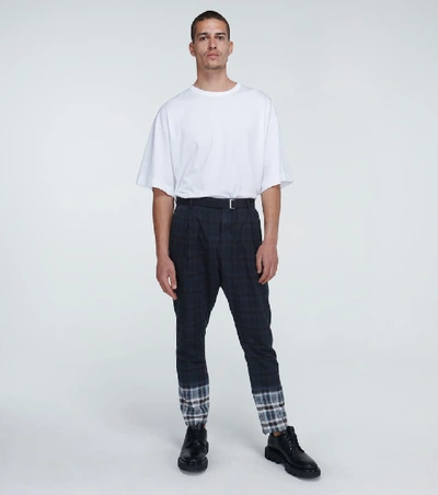 Shop Sacai Madras Checked Pants In Blue
