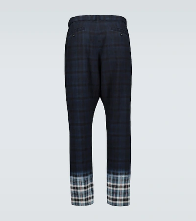 Shop Sacai Madras Checked Pants In Blue