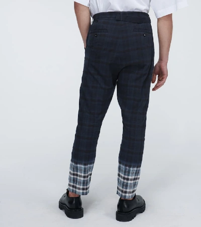 Shop Sacai Madras Checked Pants In Blue