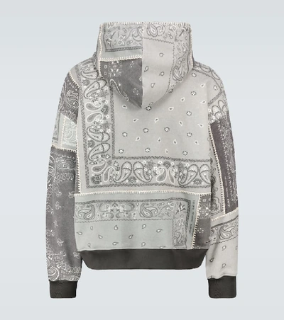 Shop Amiri Bandana Reconstructed Hooded Sweatshirt In Grey
