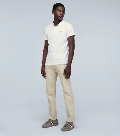 Shop Moncler Cotton Short-sleeved Polo Shirt In White
