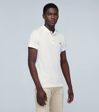 Shop Moncler Cotton Short-sleeved Polo Shirt In White