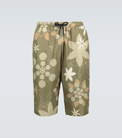 Shop Fendi Floral Printed Swim Shorts In Green