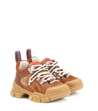 Shop Gucci Flashtrek Gg Supreme Sneakers In Brown