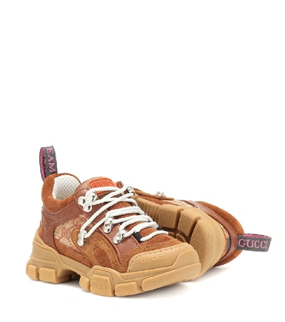 Shop Gucci Flashtrek Gg Supreme Sneakers In Brown