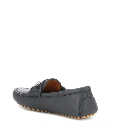 Shop Gucci Leather Loafers In Blue