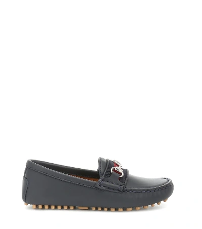 Shop Gucci Leather Loafers In Blue