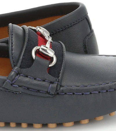 Shop Gucci Leather Loafers In Blue