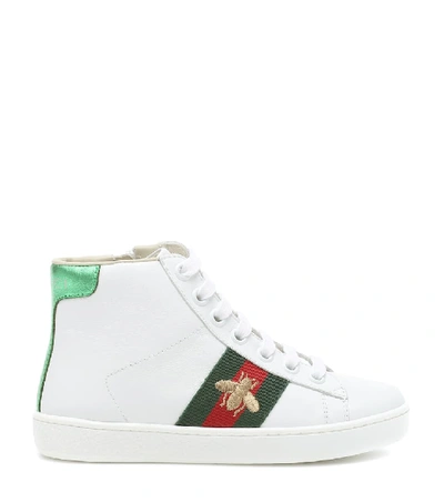 Shop Gucci Ace Leather High-top Sneakers In White