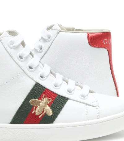 Shop Gucci Ace Leather High-top Sneakers In White